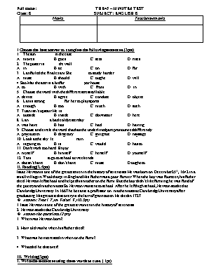 Bộ đề kiểm tra 45 phút môn Tiếng Anh Lớp 8 (Có đáp án)
